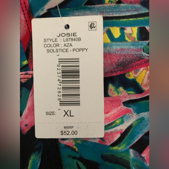 NWT JOSIE NATORI SOLSTICE BIKE SHORTS Sz M in Azalea Trellis Wave Poppy Shorts - Picture 6 of 11